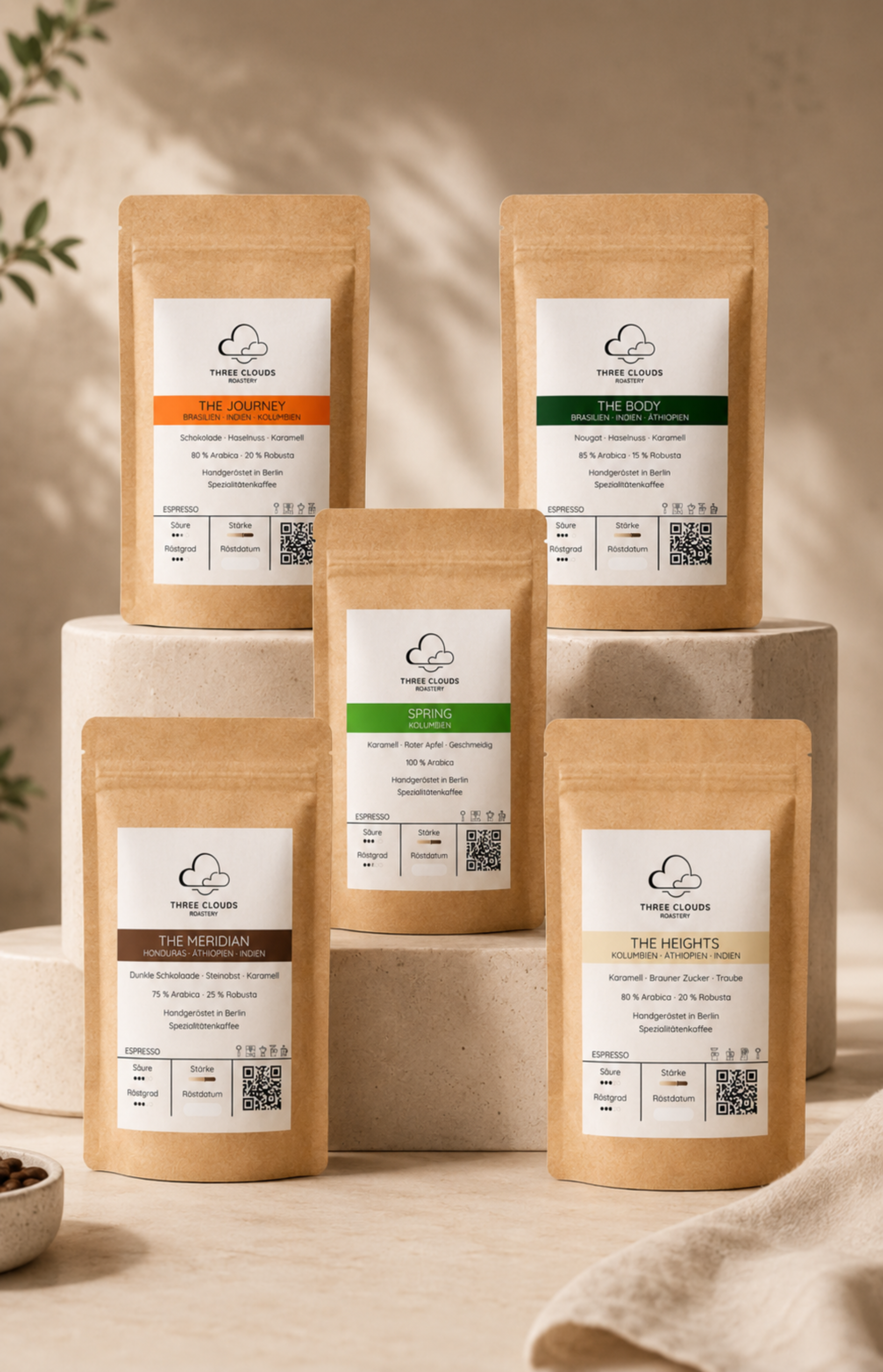 Espresso Probierset – 5 Sorten Specialty Espressokaffee – Three Clouds Coffee Roastery