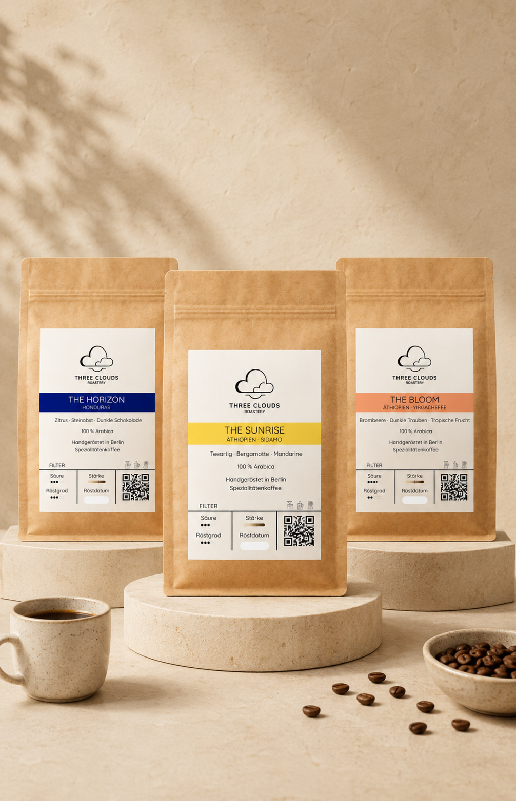 Filter Probierset – 3 Sorten Specialty Filterkaffee – Three Clouds