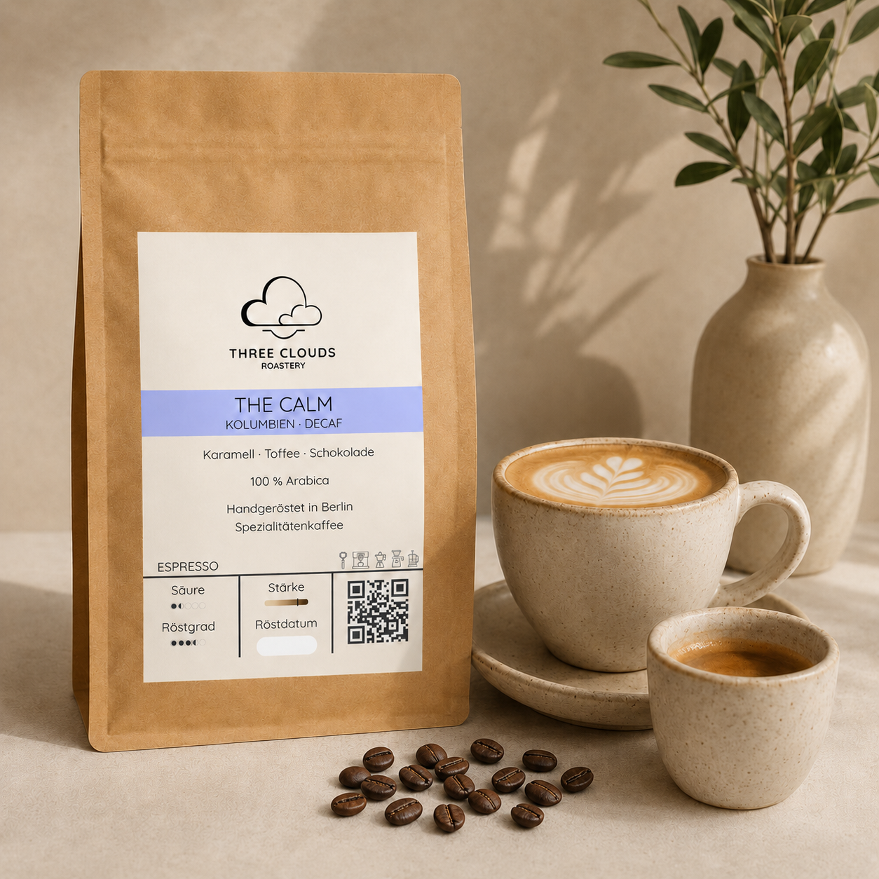 The Calm Decaf Espresso als Cappuccino und Espresso zubereitet